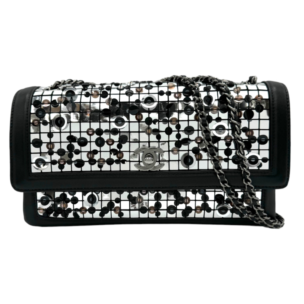 CHANEL Sequin Chain Shoulder Bag A91146 Black Pink Lambskin Shoulder Bag